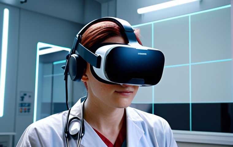 XR Training Revolution**
Prompt: A medical student wearing a VR headset, performing a virtual surgery on a holographic patient. AR data overlays vital signs and anatomical information. A bright, sterile training environment. Realistic lighting and detailed textures. Focus on the immersive learning experience, showcasing the benefits of XR in medical education.
**