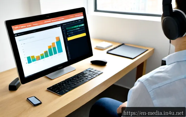 미디어학 연구 데이터 - Photorealistic university media research workspace, a diverse researcher reviewing anonymous survey ...